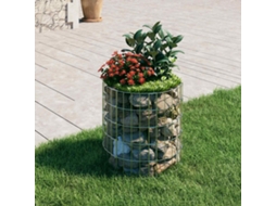 Vidaxl Canteiro Elevado/cesto Gabião Em Poste Ø50x50cm Aço Galvanizado