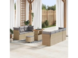 Vidaxl Conjunto De Sofá De Jardim 10 Unid. Bege Vime Pe