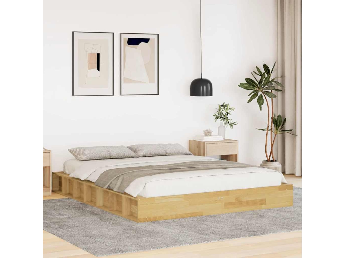 Vidaxl Estrutura De Cama Sem Colchão 160x200 Cm Madeira De Carvalho