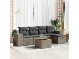 Vidaxl 6 Pcs Conjunto Sofás De Jardim Com Almofadões Vime Cinzento