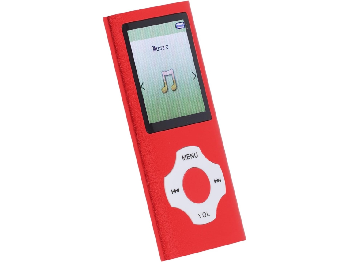 Leitor de MP3/MP4 de 16 GB, tela de 16 polegadas, ultra colorido portátil, cartão de 1,8 polegadas, pequeno cartão HiFi para estudo (vermelho)