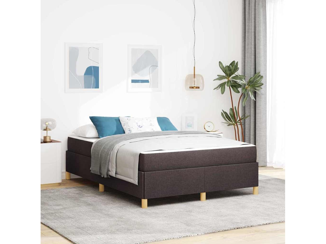 Vidaxl Estrutura Da Cama Marrom Escuro 140 X 200 Cm Tecido