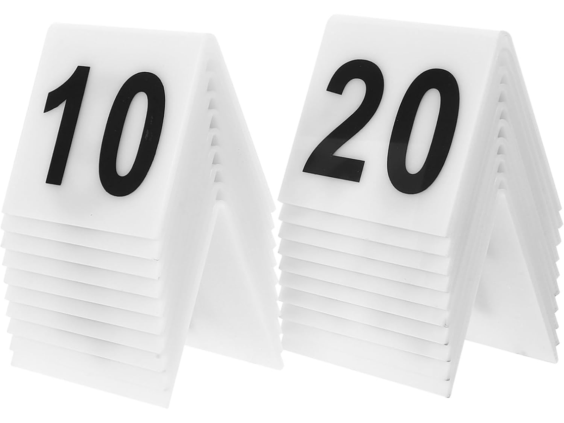 20 Marcadores Digitais De Mesa Compactos Em Acrílico Com Ponta Dupla, 5,5 X 6,3 Cm, Brancos