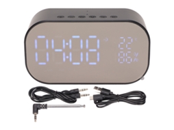 Mali relógio Despertador com Alto falante Bluetooth Smart com 3 Níveis de Brilho Ajustáveis Preto