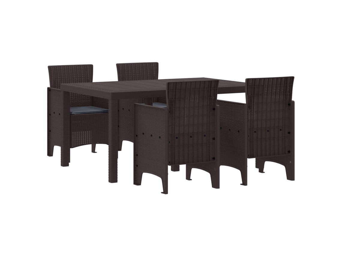 Conjunto 5 Conjunto De Jantar Para Jardim Vidaxl Castanho Polipropileno (150 X 100 X 73 Cm)