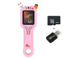 Lupa 500x, Tela De 2,0 Polegadas Com Cartão De 32 Gb E Leitor De Cartão (coelho Rosa)