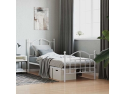 Vidaxl Estrutura De Cama Com Cabeceira E Pés 90x190 Cm Metal Branco