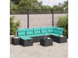 Vidaxl Conjunto De Sofá De Jardim 8 Unid. Preto Vime Pe