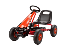 Kart Pedal Assento Ajustável Rodas Eva Freio Embreagem 3-8 Anos Vermelho