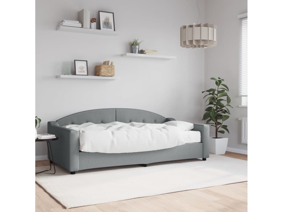 Vidaxl Sofá cama com Colchão 90x190 Cm Tecido Cinzento claro