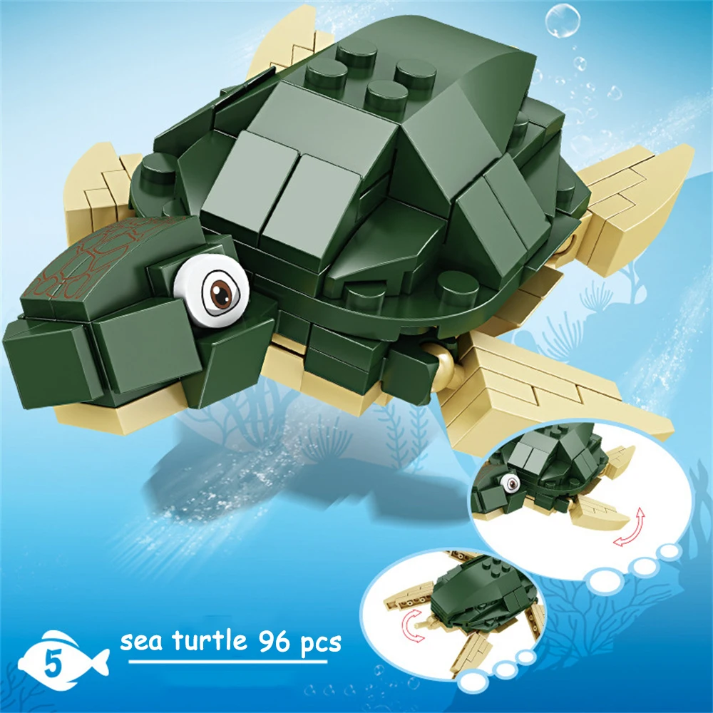 (tartaruga Marinha) Brinquedos de Blocos de Montar Da Série Animais Marinhos - Perfeitos Para A Educação Infantil