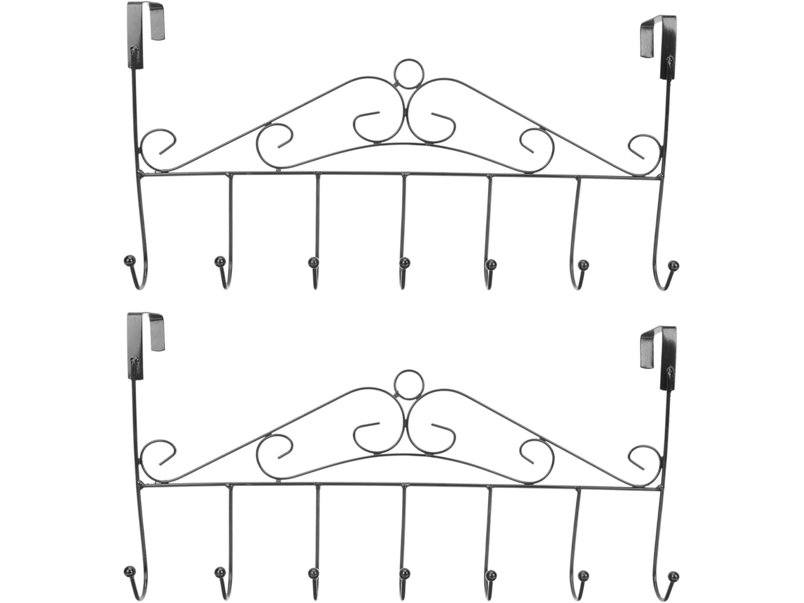 Conjunto De 2 Ganchos De Ferro Pretos Para Porta, Ideais Para Pendurar Roupas E Lenços E Organizar O Espaço.