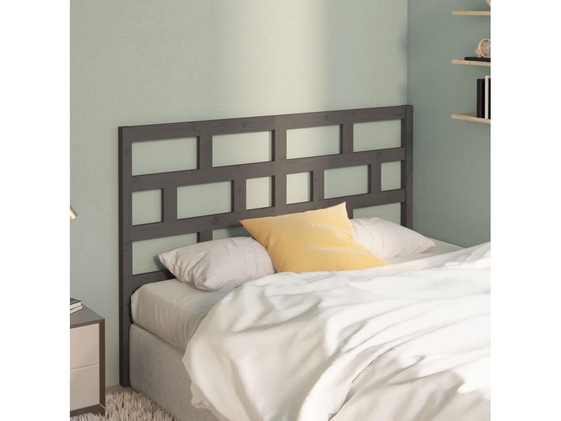 Vidaxl Cabeceira De Cama 126x4x100 Cm Pinho Maciço Cinzento
