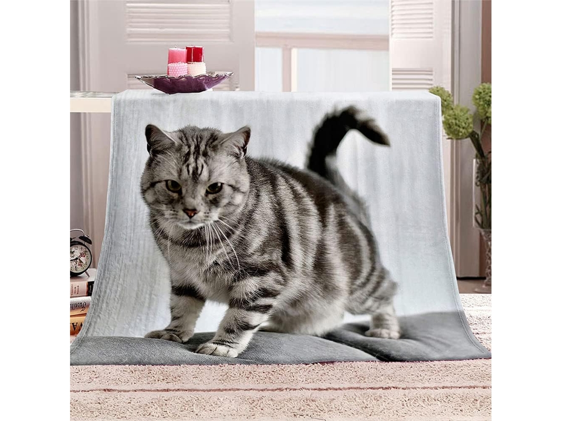 Manta de Lã Fansu Estampa 3d Gato Quente Macia e Fofa Microfibra para o Inverno Colcha Sofá Adequada Adultos C