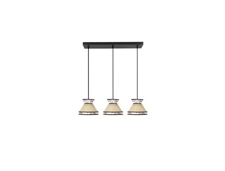 Faixa De Luz De Teto Constantinople 3xe27, Altura Ajustável , Bege E Vermelho Fabrilamp (lâmpadas Não Incluídas)
