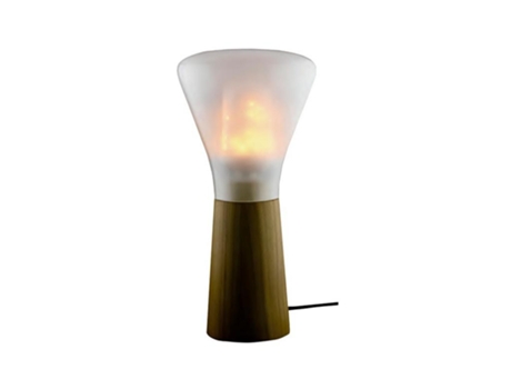Lâmpada Led Tabela Base De Círculo De Madeira De Vidro Tulipa Fecto Chama