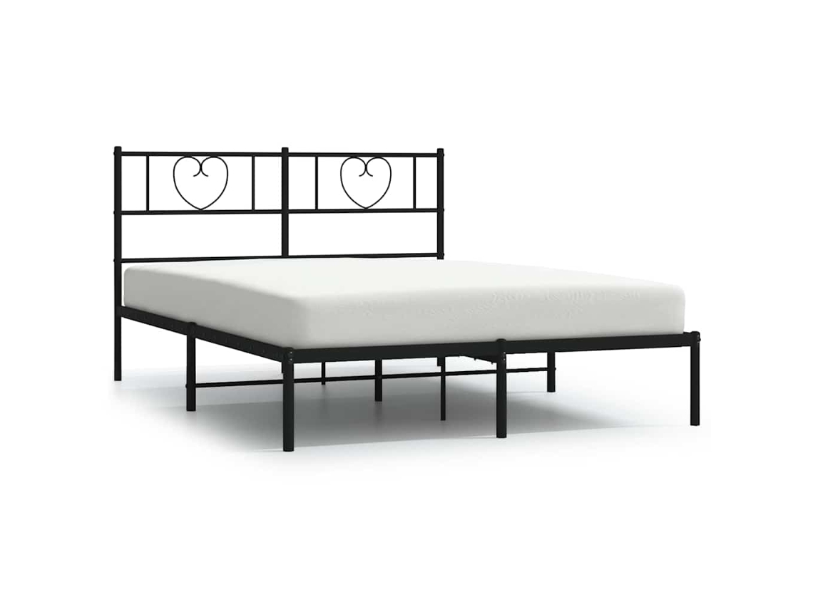 Bed Frame, Bed Frames Vidaxl Preto Aço (135 X 190 Cm)