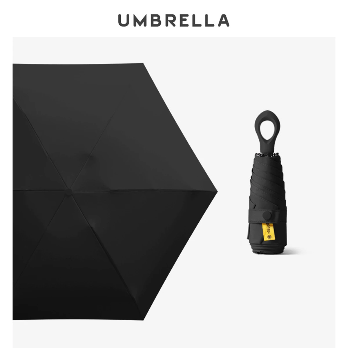 Mini Guarda chuva com Proteção Uv, Ultraleve, Dobrável em Cinco Partes, Portátil e Compacto. MDUG (preto)