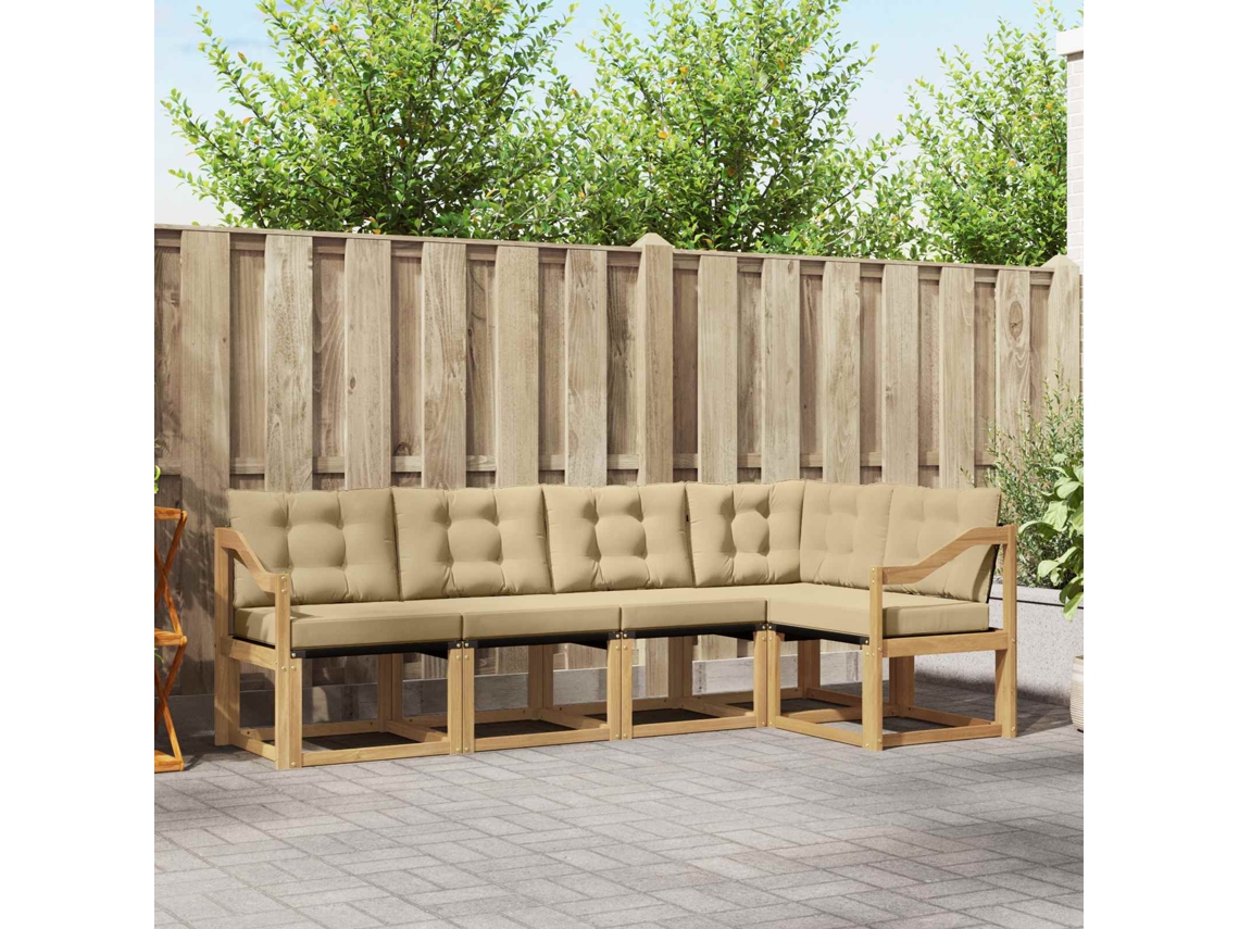 Vidaxl Conjunto De Sofás Para Exterior 5 Unid. Branco E Bege