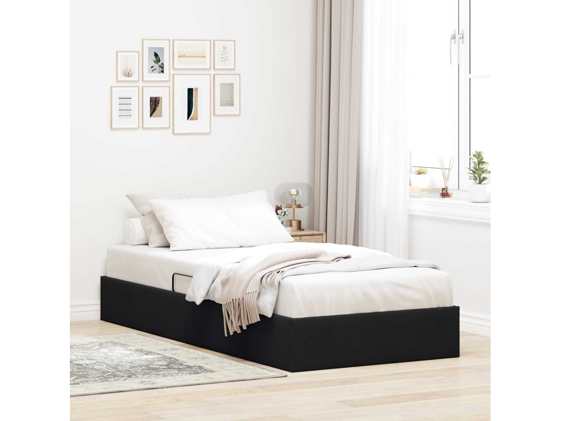 Vidaxl Estrutura De Cama Ottoman Preto 100 X 200 Cm Veludo