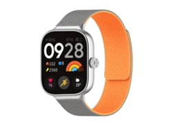 Bracelete Para Xiaomi Band 9 Pro / 8 Pro - Silicone Macio Magnético - Textura De Lichia Cinza E Laranja