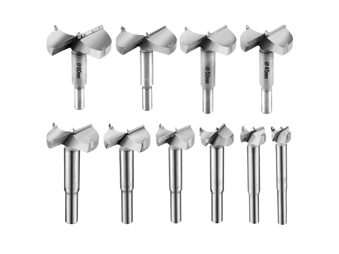Conjunto De Brocas Para Madeira Com 10 Peças Carboneto De 15 60 Mm Especificações Escalonadas Zeuxo