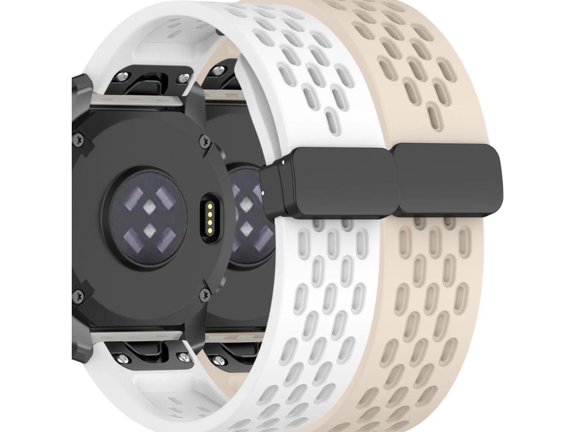 Pack 2X Bracelete Snapflow para Garmin Instinct 2X Solar Branco e Marfim ANTIIMPACTO!