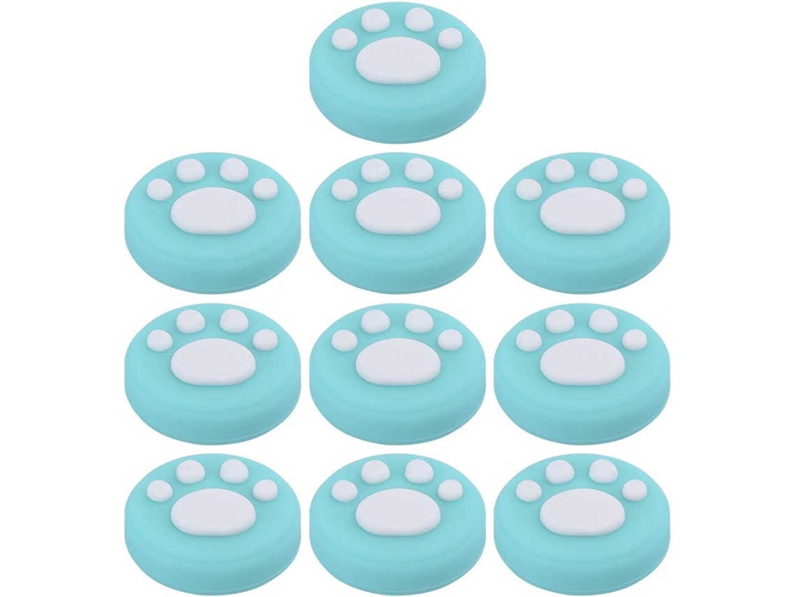 Conjunto De 10 Protetores Polegar Em Formato Pata Gato Para Joystick Tipo Rocker, Capas De Silicone Macio Com Design