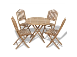 Pcs Conjunto De Jantar Dobrável P/ Exterior Bambu Dkd Home Decor