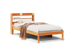Estrutura Cama com Cabeceira Pinho Maciço Castanho Mel MAISON EXCLUSIVE (100x200 cm)