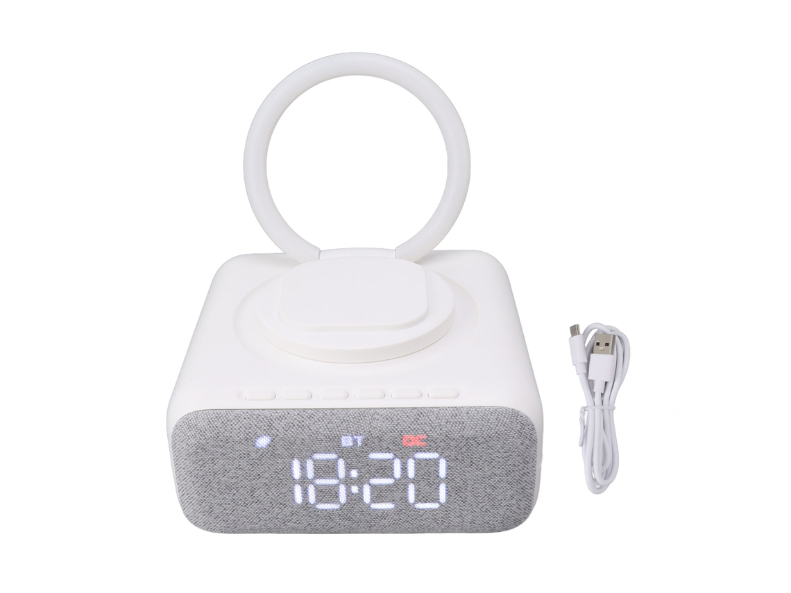 Alto-falante Bluetooth Despertador Alto-falante Usb Bluetooth Com Despertador Digital Carregador Sem Fio Rádio Relógio Fm Abajur De Mesa