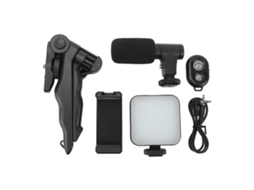 Kit De Acessórios De Luz Led Para Câmera Com Luz De Relleno 6500k, Tripé, Microfone E Clip Para Telefone Para Streaming Ao Vivo
