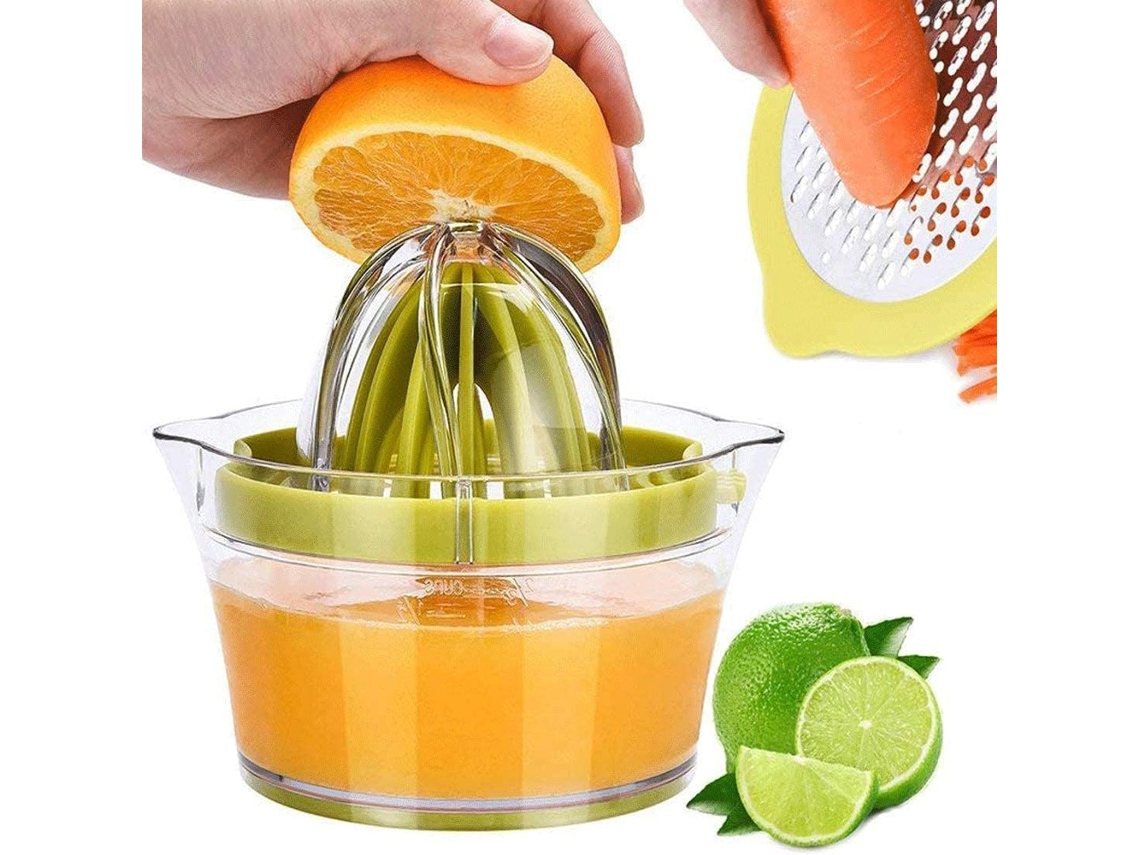 Espremedor Manual De Limão E Laranja Com Copo Medidor Ralador Integrados