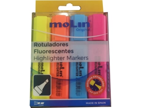 Marcadores MOLIN Fluorescentes Surf Viva 1-5 mm (Multicor - 4 Unidades)