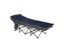 Cama de Campismo Dobrável com Almofada Bolso Lateral e Bolsa de Transporte e Escuro 188x64.5x53 Cm Preto Azul