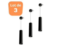 Conjunto de 3 Suspensões de Tubo Preto Black Gu10 Cabo 1,45M