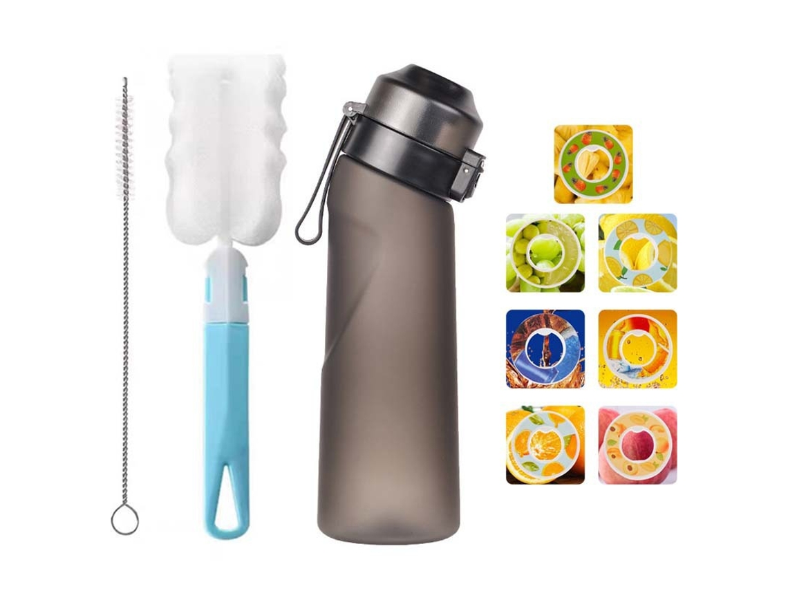 Garrafa De Água De Air 650ml Com 7 Cápsulas De Sabor Preto Fosco Spqment