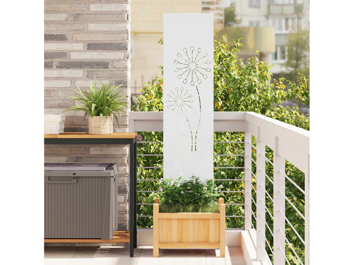 Vidaxl Tela De Privacidade Para Jardim Fretwork Branco 32 X 140 Cm