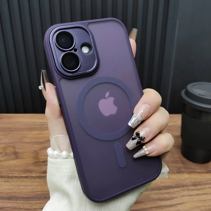 Capa Magnética Fosca Para Iphone 14 Pro (roxa), Com Estrutura E Parte Traseira À Prova De Choque.