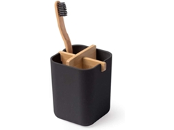 Suporte Para Escova De Dentes Em Bambu Ecológico E Antibacteriano Preto
