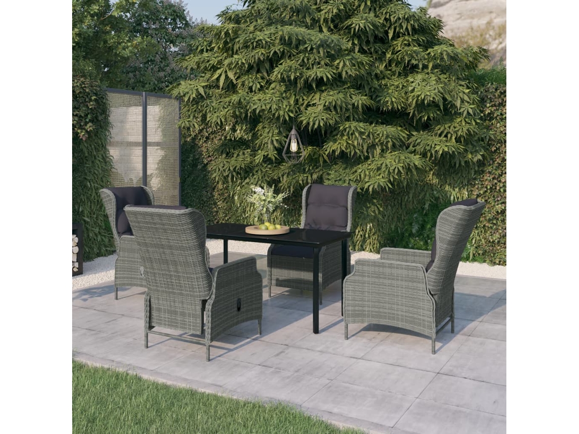 Vidaxl 5 Pcs Conjunto De Jantar Para Jardim Cinzento-claro