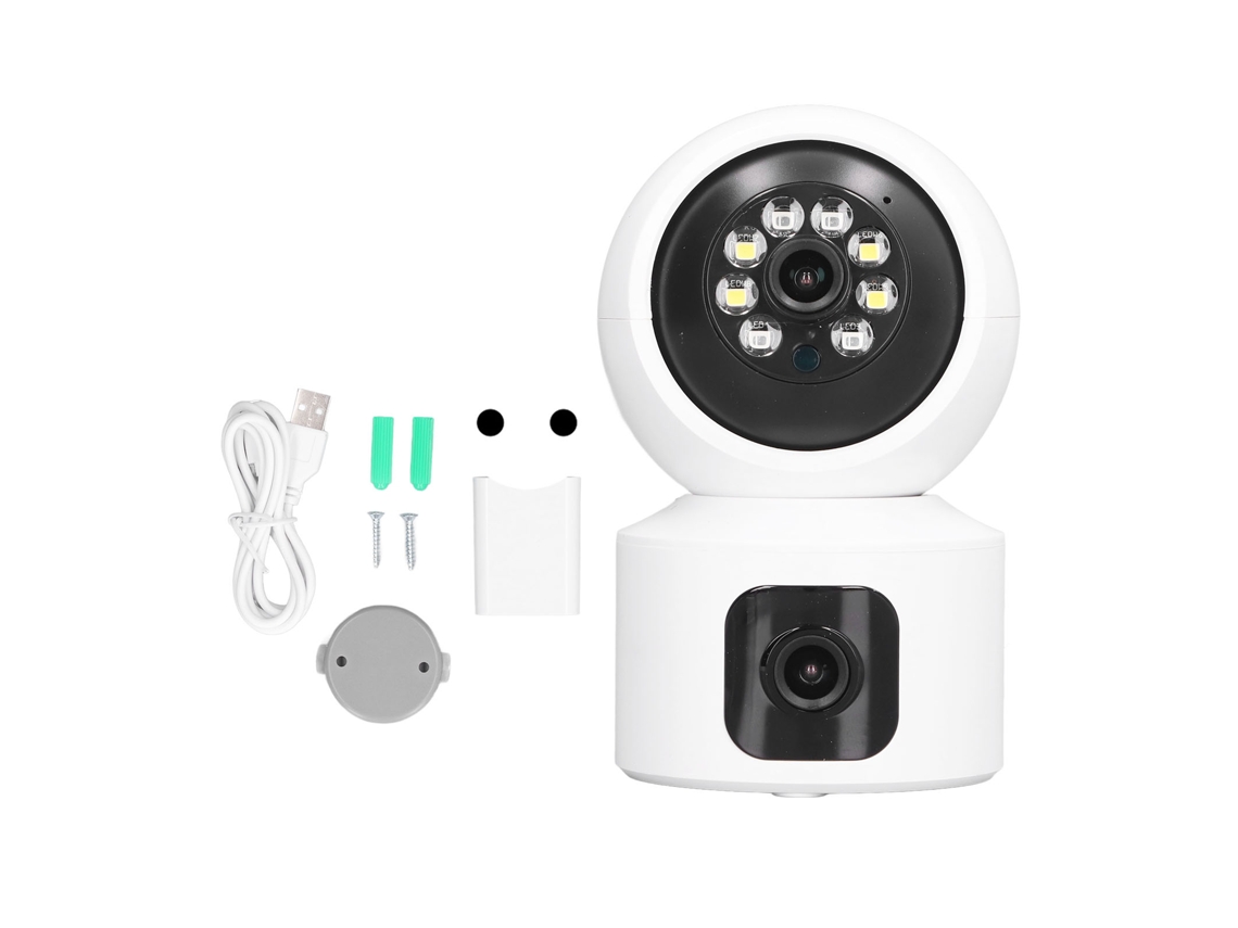 Câmera De Vigilância Dupla 1080p Hd Sem Fio Com Controle Remoto Interno Plugue Eu