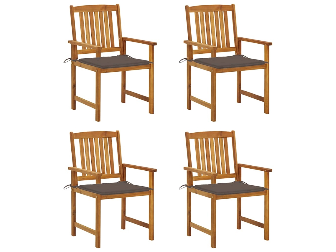 Vidaxl Cadeiras De Jardim C/ Almofadões 4 Pcs Madeira De Acácia Maciça