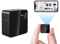 Mini câmera espiã 1080p HD babá eletrônica portátil com visão noturna e detecção de movimento para escritório doméstico, preta, Bestvite