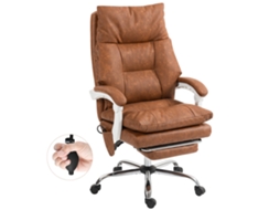 Cadeira De Escritório Ergonômica, Em Couro Pu, Com Suporte Lombar Inflável, Encosto Reclinável E Altura Ajustável, Na Cor Marrom.