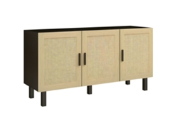 Unidade de Armazenamento com Armários e Portas de Madeira Preta, Prateleiras Ajustáveis 136x41x70cm S/MARCA