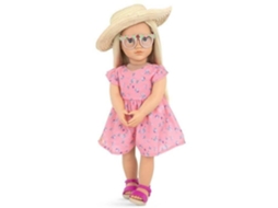 Nossa geração boneca menina 46 cm cabelo loiro roupas country olhos lindos