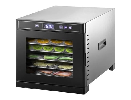 Vevor Desidratador de Alimentos Frutas Legumes 6 Pratos 30x33cm Máquina Desidratadora Comercial de Alimentos Aço Inoxidável 60173