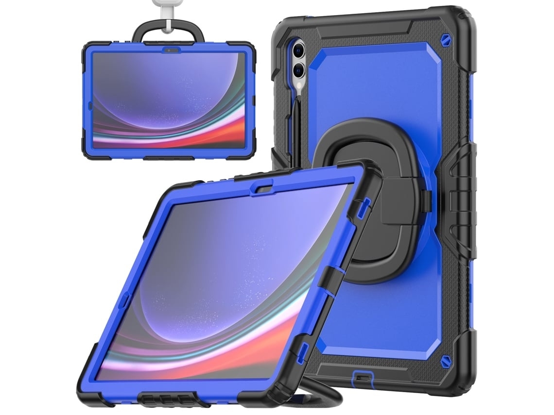 Capa Para Tablet Lurelia, Para Samsung Galaxy Tab S9 Fe/s9 11 Pulseira 2 Em 1 Anti Queda, Azul Escuro, Suporte Giratório