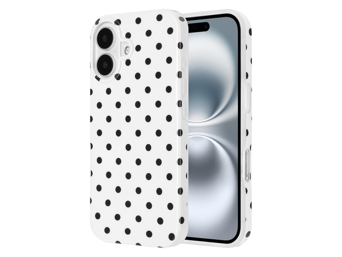 Capa Para Iphone 17 Com Estampa De Bolinhas Em Tpu Imd - Branca